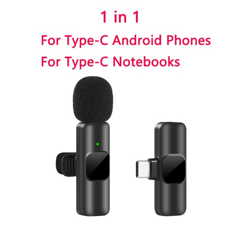 New Wireless Lavalier Microphone Portable Audio Video Recording Mini Mic for Iphone Android Live Broadcast Gaming Phone Mic